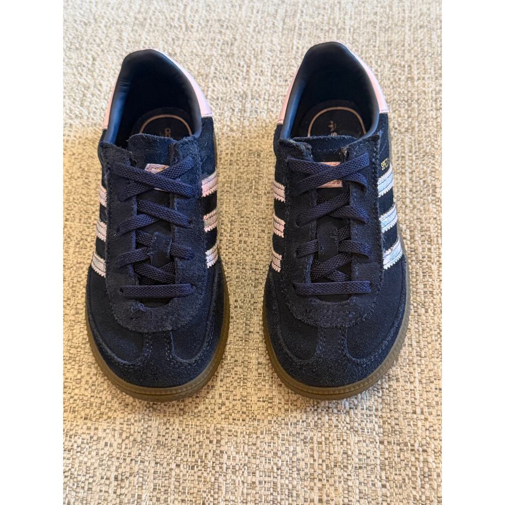 Adidas kids Hamdball Spezial Navy Blue Pink Velcro Tennis Shoes Girls Sz 10Y - Picture 4 of 10